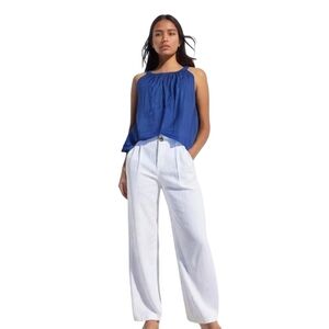 Tommy Bahama Blue Cotton Linen Layered Hem Tank Top M